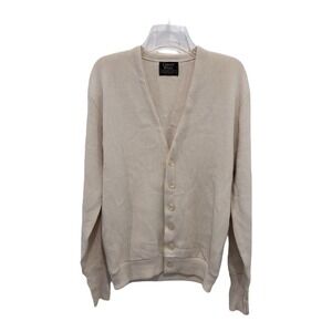 Vintage Campus Wintuk Cardigan Mens Large Beige Button Front Sweater USA Grandpa